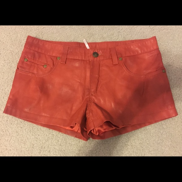 Rust Free People leather shorts - Picture 1 of 4